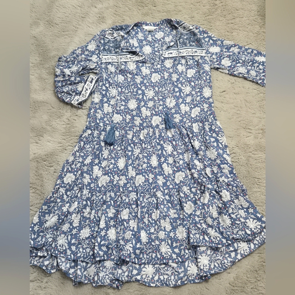 H&M Blue Floral Tiered Dress - size 2